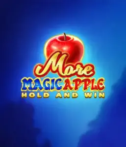 Step into the enchanting world of the More Magic Apple slot game by 3 Oaks Gaming, highlighting a shimmering red apple on a deep blue background. This graphic captures the magical theme of the game. Perfect for lovers of magical themes, the vibrant colors and attractive artwork ensure it captures attention. 